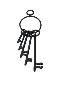 Skeleton Keys Set of 5 Graduating Size Metal Black Brutalist Keys on Round Ring